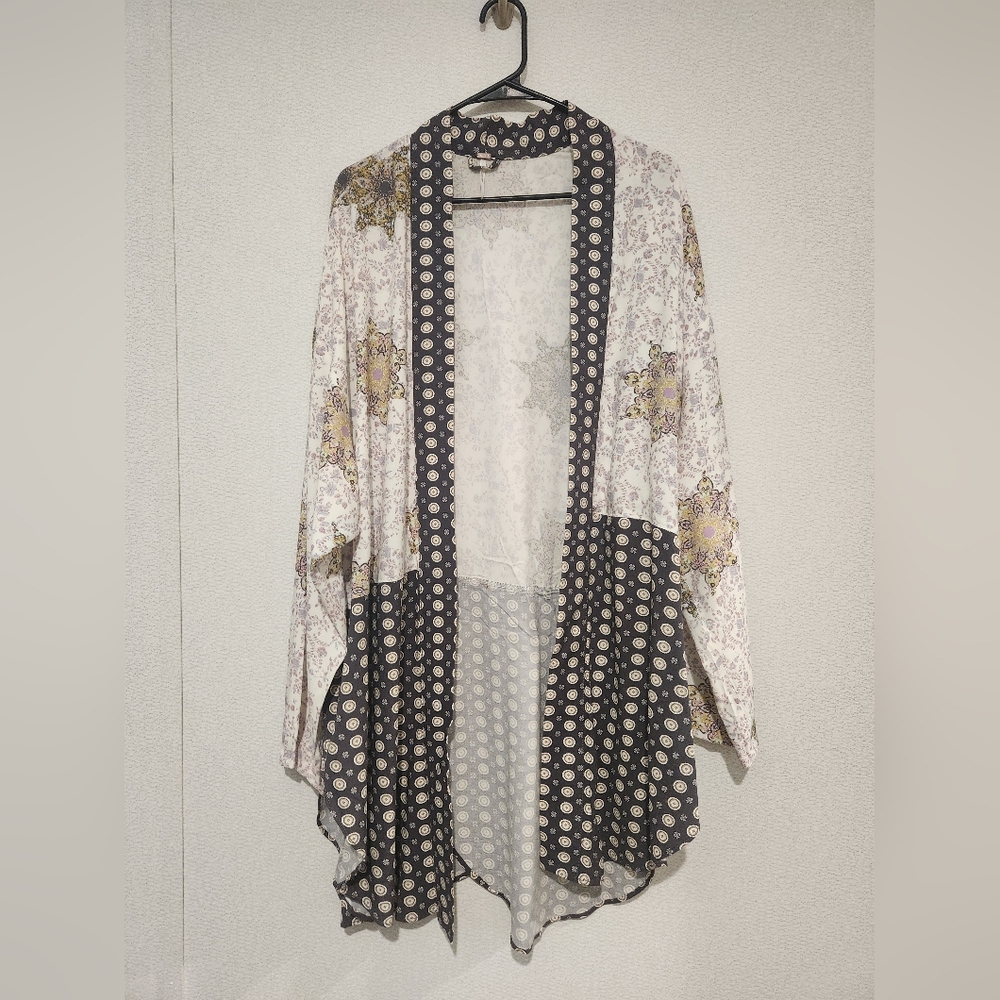 Free People Forget Me Knot Tie Front Kimono Floral Large